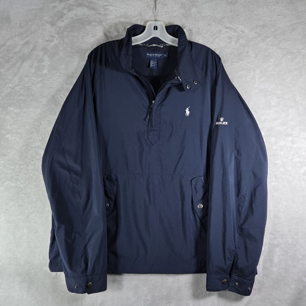 Polo Golf Ralph Lauren Windbreaker Quarter Zip Mens Large L Navy Blue Rolex